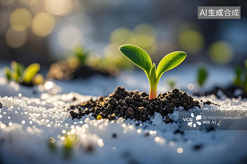 【AI数字艺术】春天绿芽从泥土里冒出来图片素材