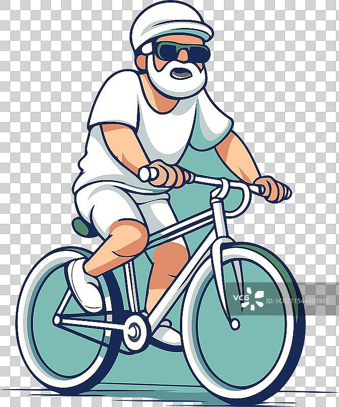 戴着太阳镜的卡通骑自行车的骑行者图片素材