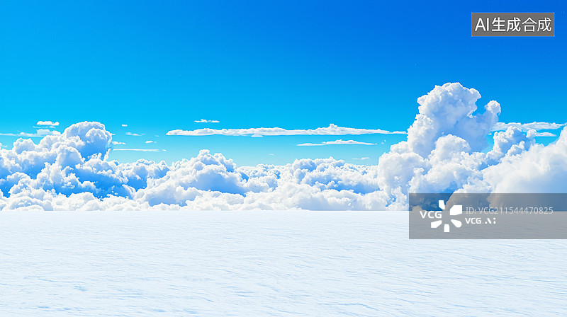 【AI数字艺术】3D天空白云云景盐湖旷野空旷干净户外高级感未来人造空间商务时尚科技海报蓝色白色自然放松宁静清新背景图片素材