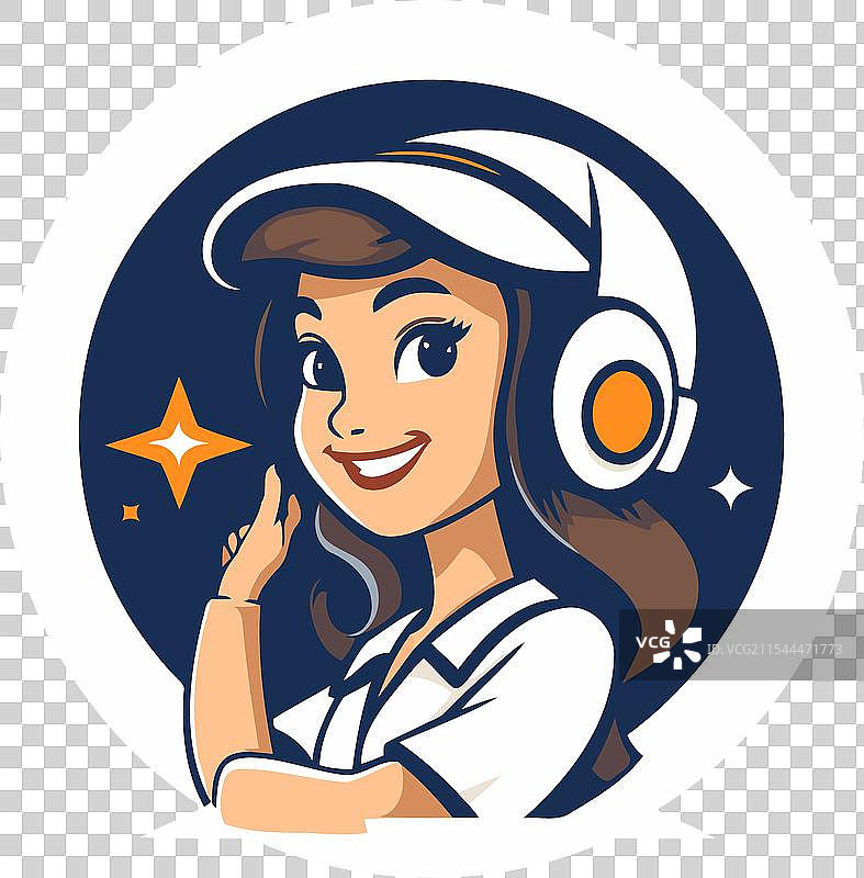 一位美丽的女宇航员戴着耳机图片素材