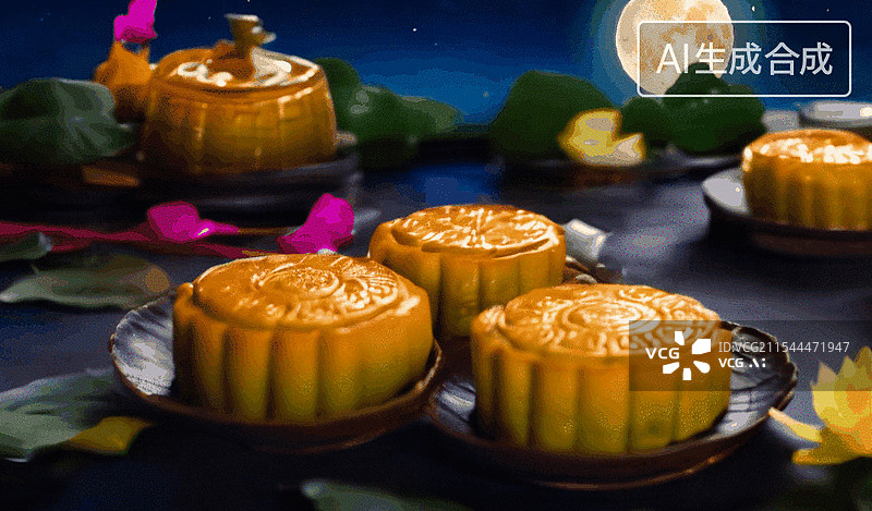 【AI数字艺术】中秋月饼图片素材