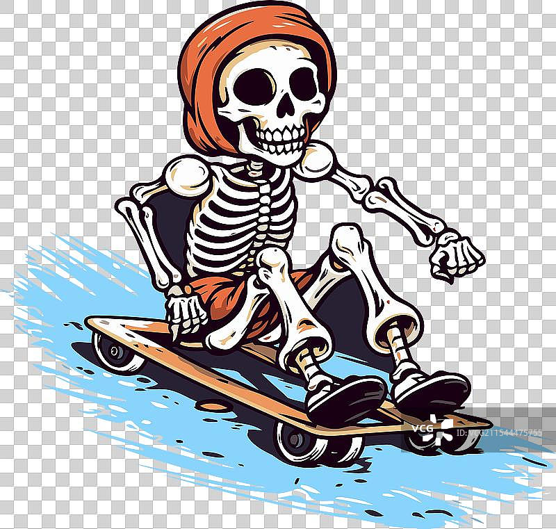 滑板上的骷髅滑板运动员图片素材