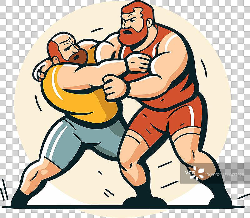 卡通相扑选手踢年轻人图片素材