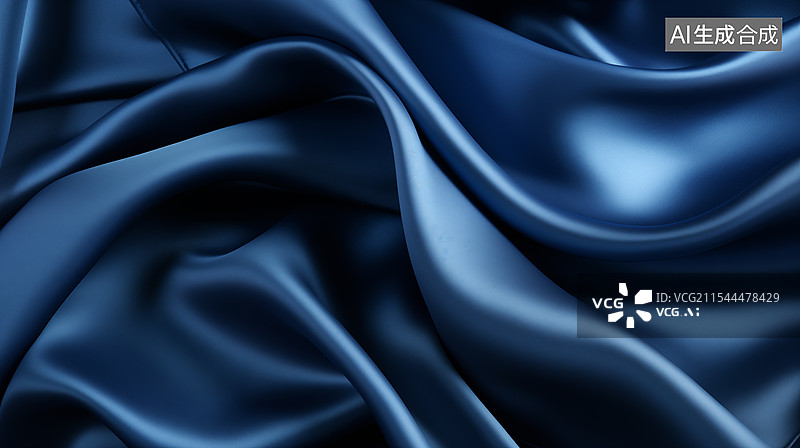 【AI数字艺术】深蓝色丝绸布料图片素材