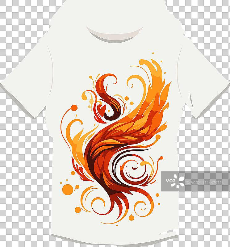 带有抽象火焰图案的T恤设计图片素材