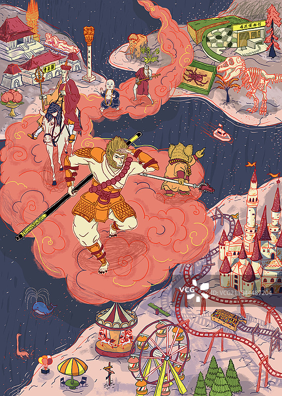 西游孙悟空唐僧假日旅行团图片素材