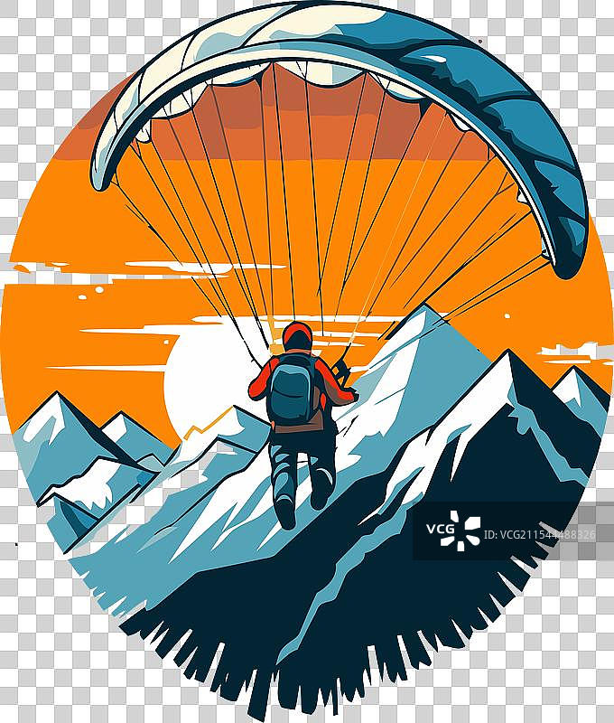 山中的滑翔伞运动员图片素材