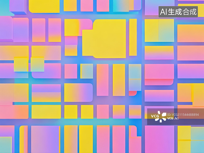 【AI数字艺术】抽象几何彩块的插画图片素材