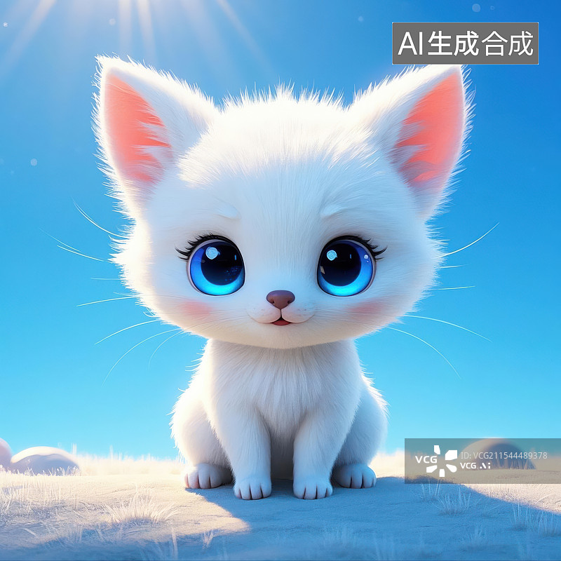 【AI数字艺术】治愈系白色小狐狸卡通插画图片素材