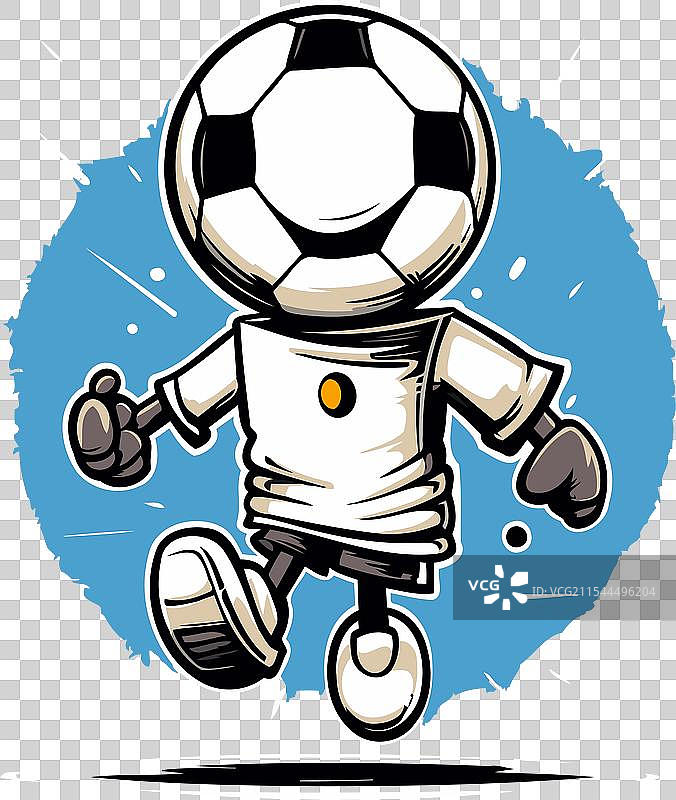 卡通风格的足球运动员与足球图片素材