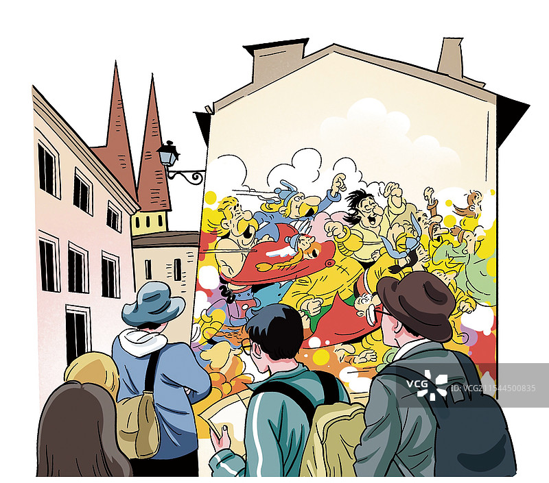 彩色插画 漫画 哥本哈根 城市 艺术 漫画家 世界 建筑 爱好图片素材