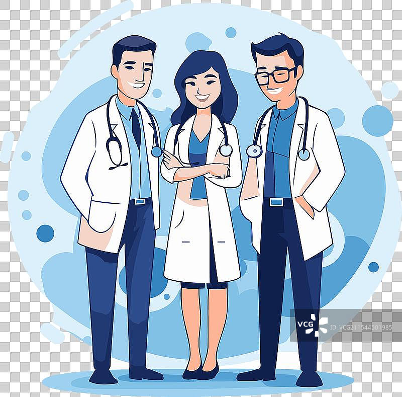 佩戴听诊器的医疗团队，包括医生和护士图片素材