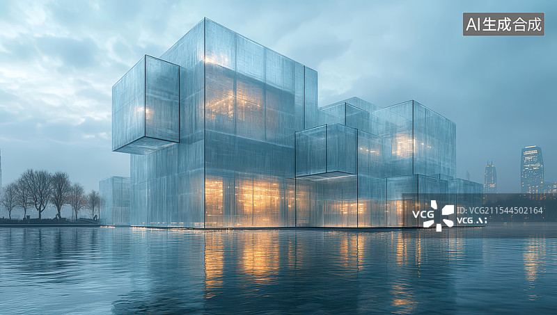 【AI数字艺术】未来城市玻璃建筑图片素材