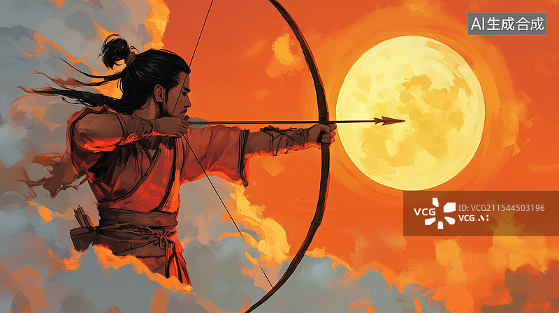 【AI数字艺术】后羿射日图片素材