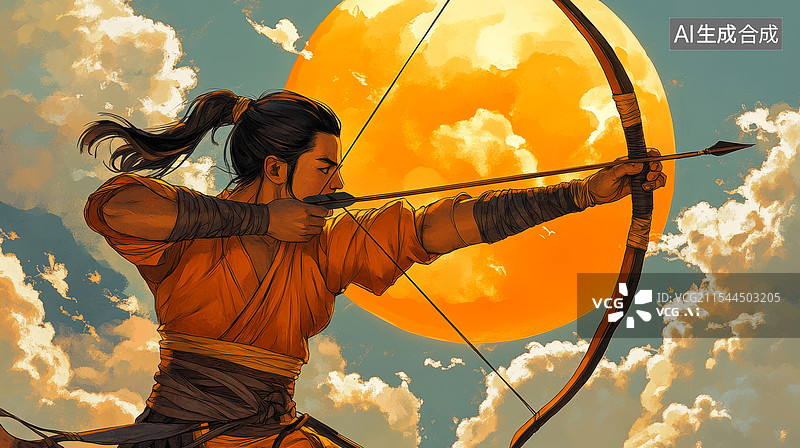 【AI数字艺术】后羿射日图片素材