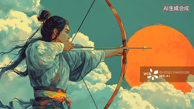 【AI数字艺术】后羿射日图片素材