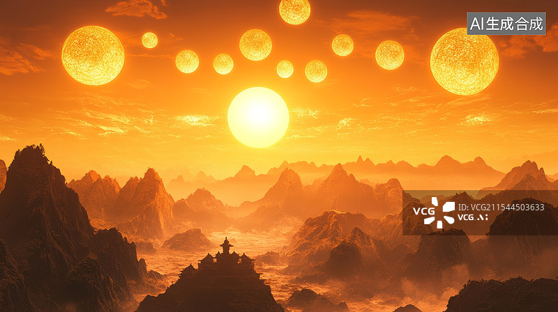 【AI数字艺术】后羿射日图片素材