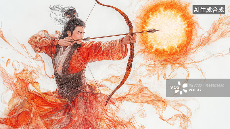 【AI数字艺术】后羿射日图片素材