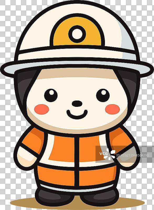 可爱的卡通消防员角色穿着安全装备图片素材