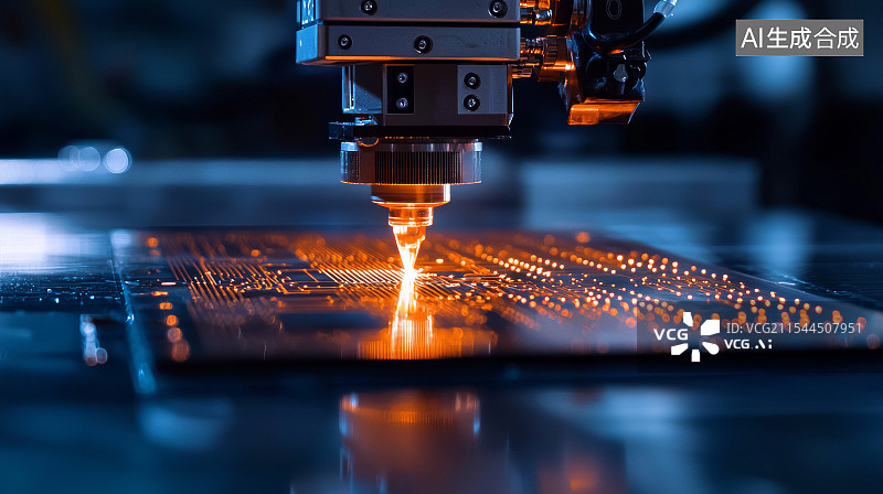 【AI数字艺术】激光刻印芯片制作场景图片素材