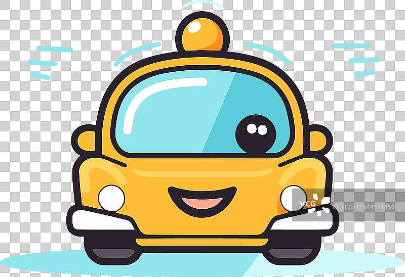 可爱的黄色出租车角色 可爱的卡通出租车图片素材