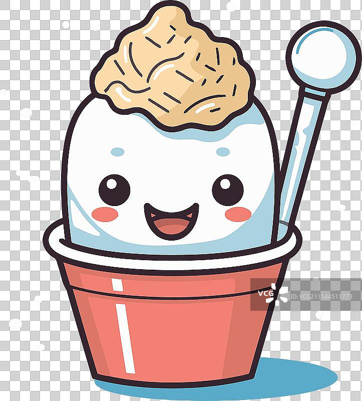 可爱的卡通风格冰淇淋杯图片素材