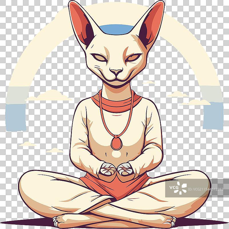 坐在莲花坐姿的斯芬克斯猫图片素材
