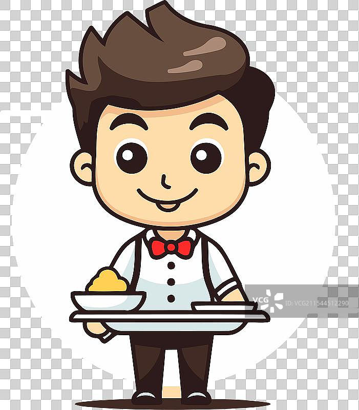 卡通服务员在上菜图片素材