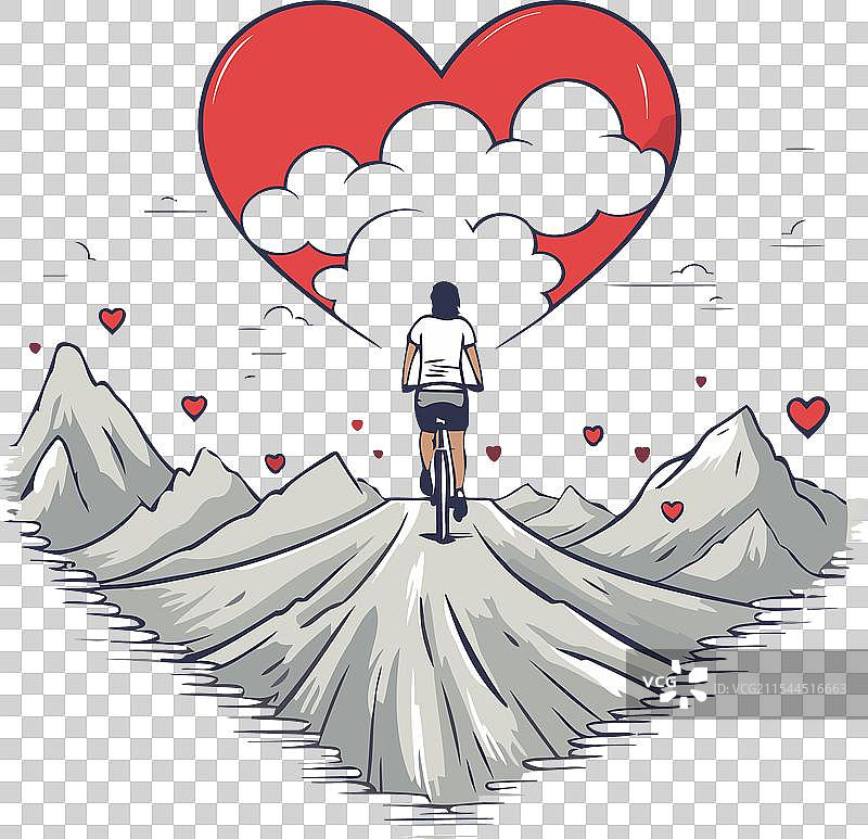 一名年轻男子站在山路上，手里拿着一把图片素材