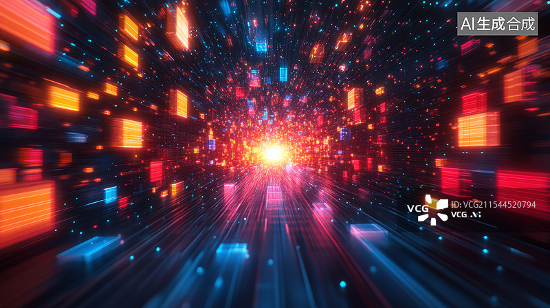 【AI数字艺术】炫酷方格舞台背景图片素材