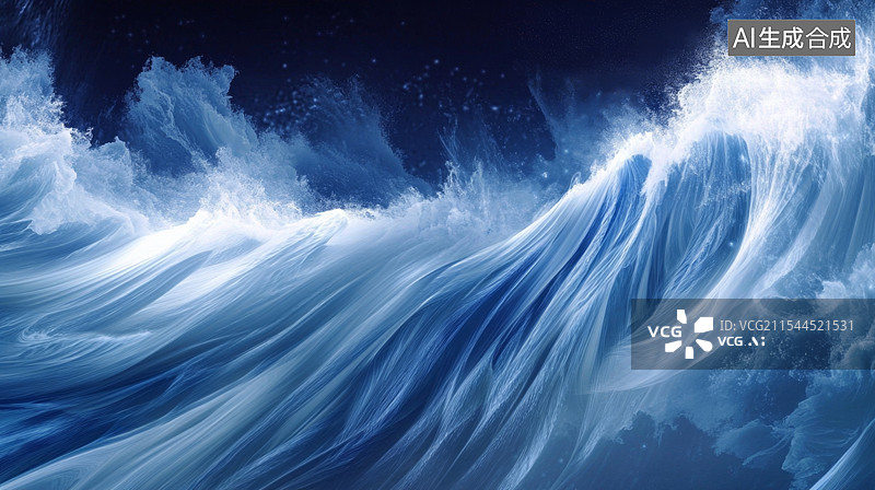 【AI数字艺术】大海海浪唯美背景图片素材