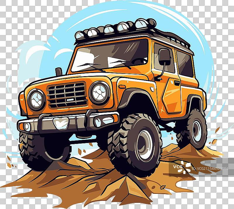 泥泞中的越野车，背景为白色图片素材