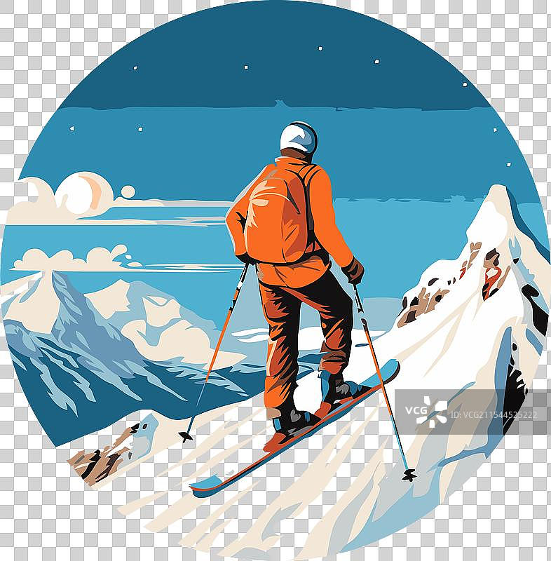 复古风格的山地滑雪旅行图片素材