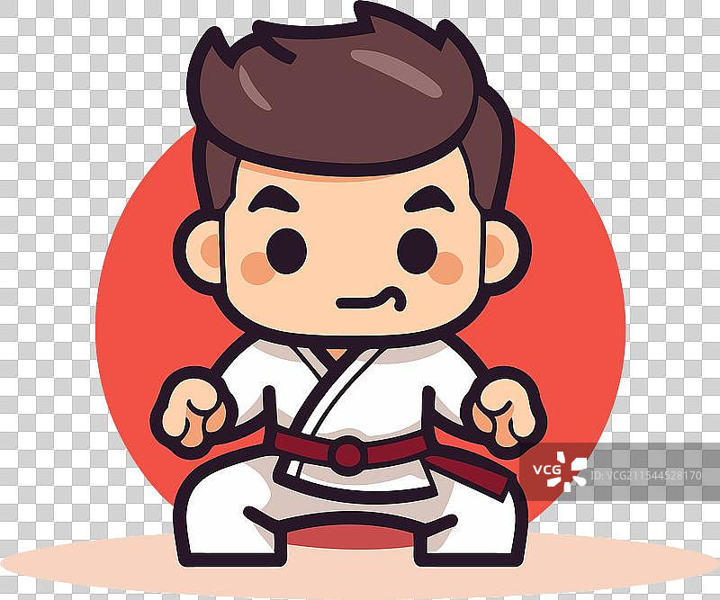 跆拳道和空手道的小男孩卡通角色图片素材