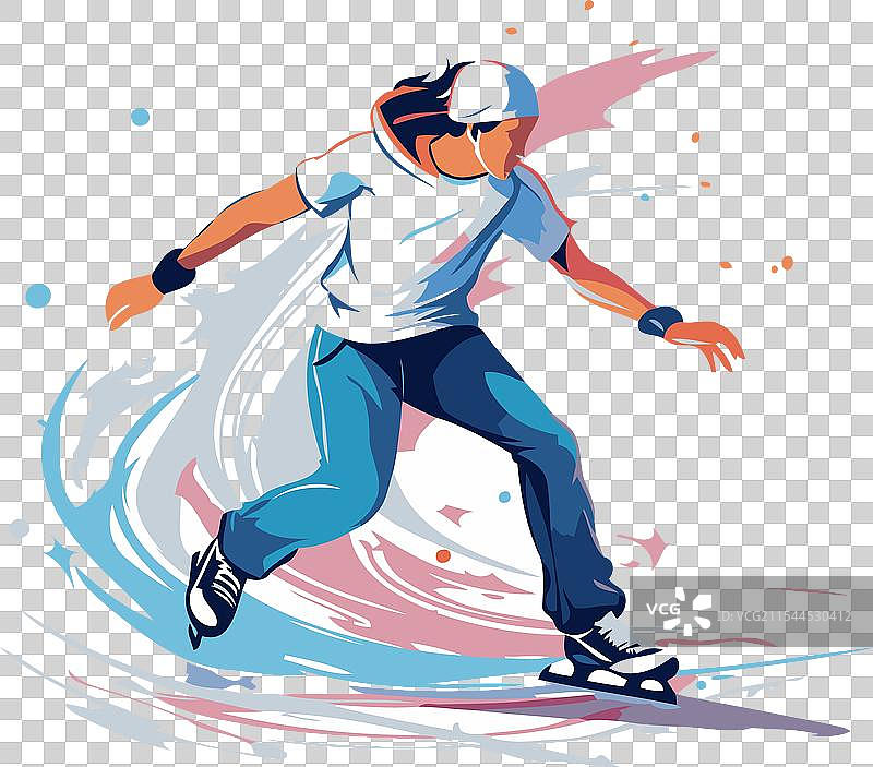 滑板运动员在运动中滑行图片素材