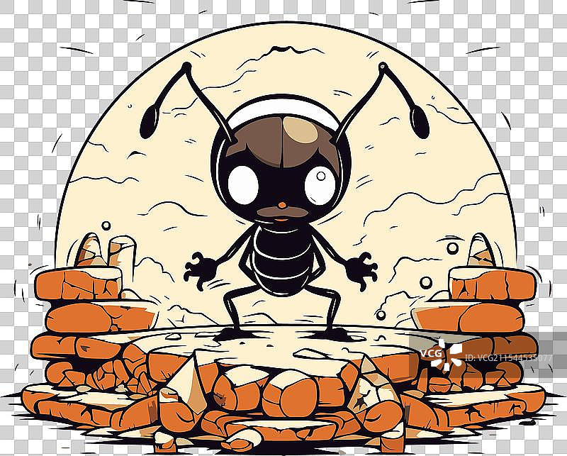 蚂蚁在石墙上图片素材