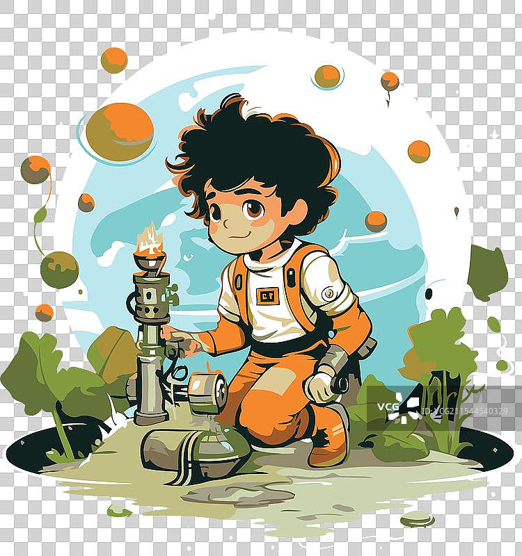 手持燃气喷灯的宇航员图片素材