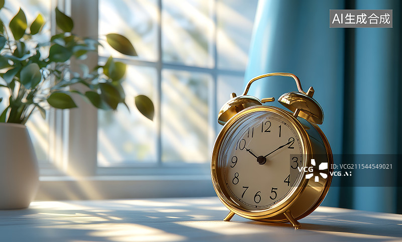 【AI数字艺术】唯美阳光与闹钟图片素材