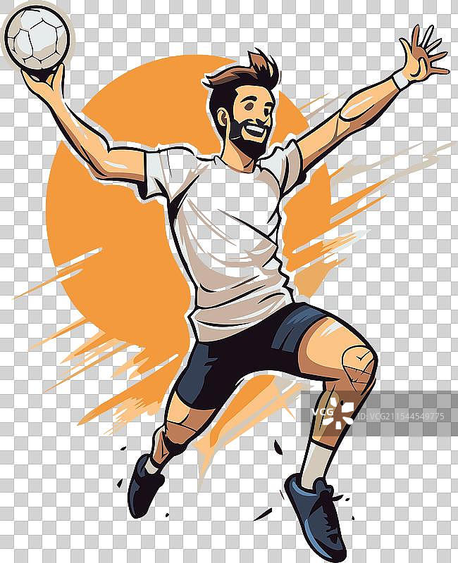 一名足球运动员跳起并踢球图片素材