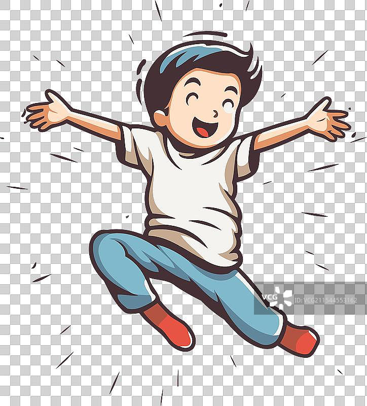 快乐的男孩在跳跃图片素材