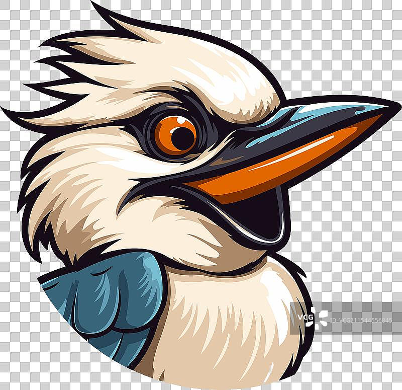 加冕的笑翠鸟头部吉祥物图片素材