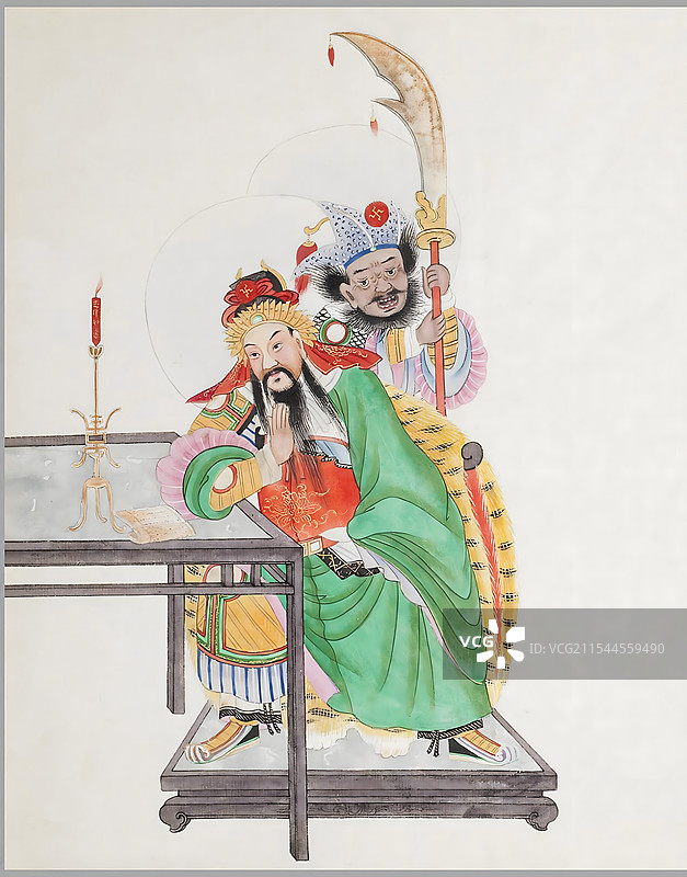 绘画插图，关云长夜读春秋图片素材