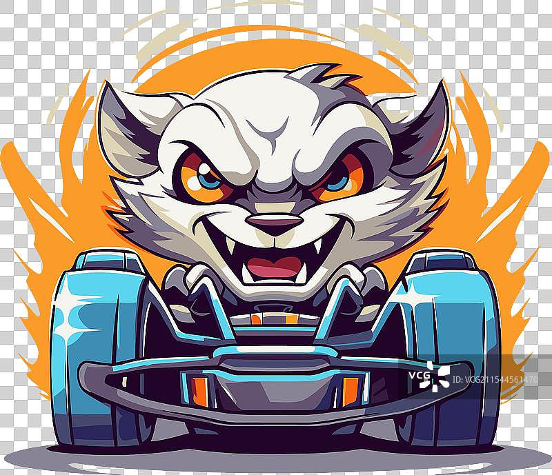 愤怒的狼人吉祥物驾驶赛车图片素材