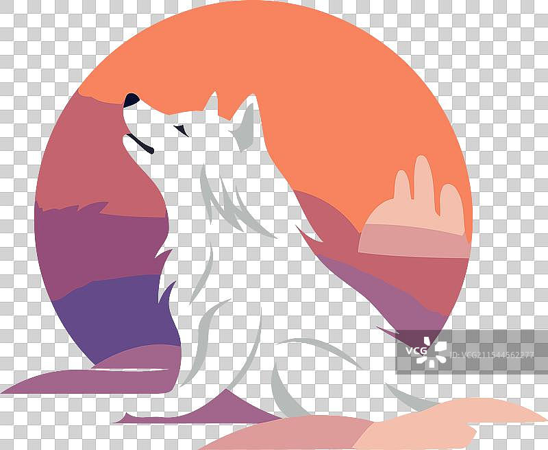 扁平风格的萨摩耶犬野生动物剪影图片素材