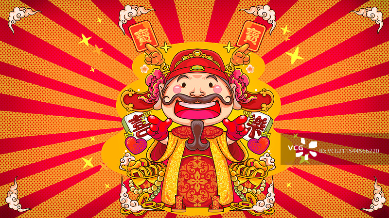 财神新年红包发财红色福袋节日插画元素封面图片素材