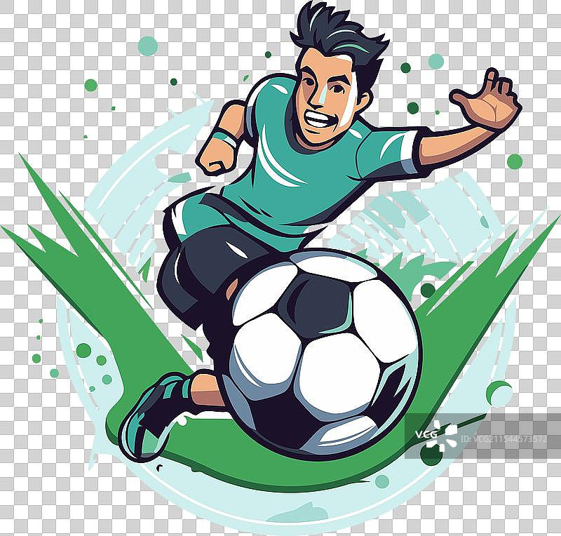 足球运动员在白色背景上踢球图片素材