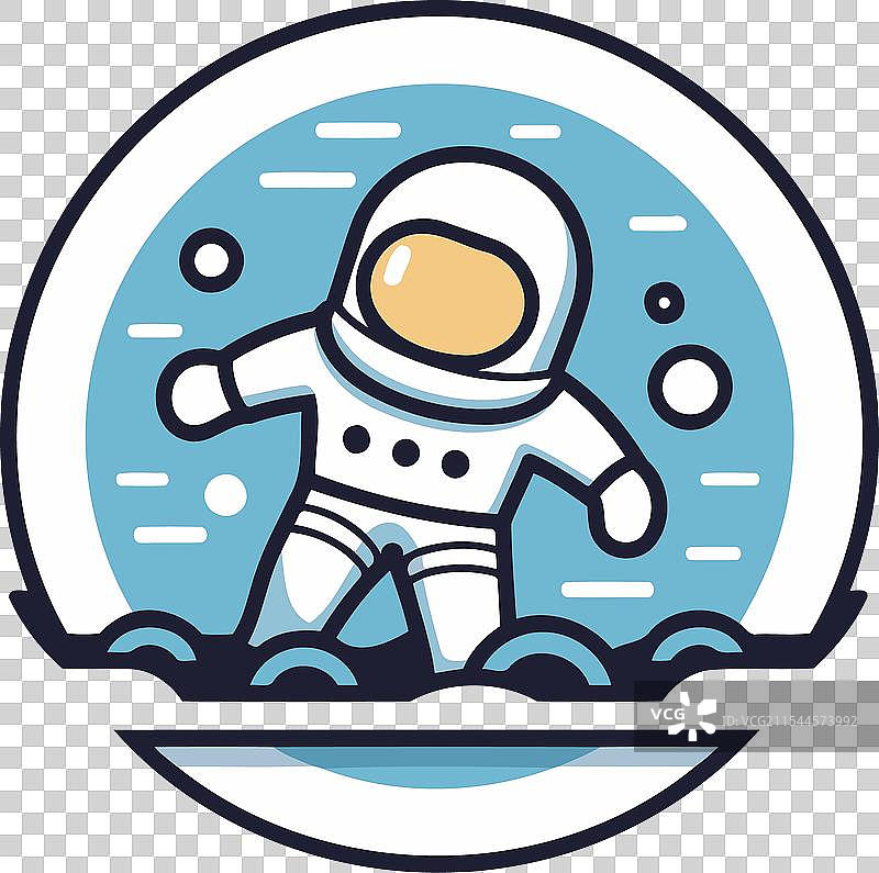 外太空中的宇航员扁平设计图片素材
