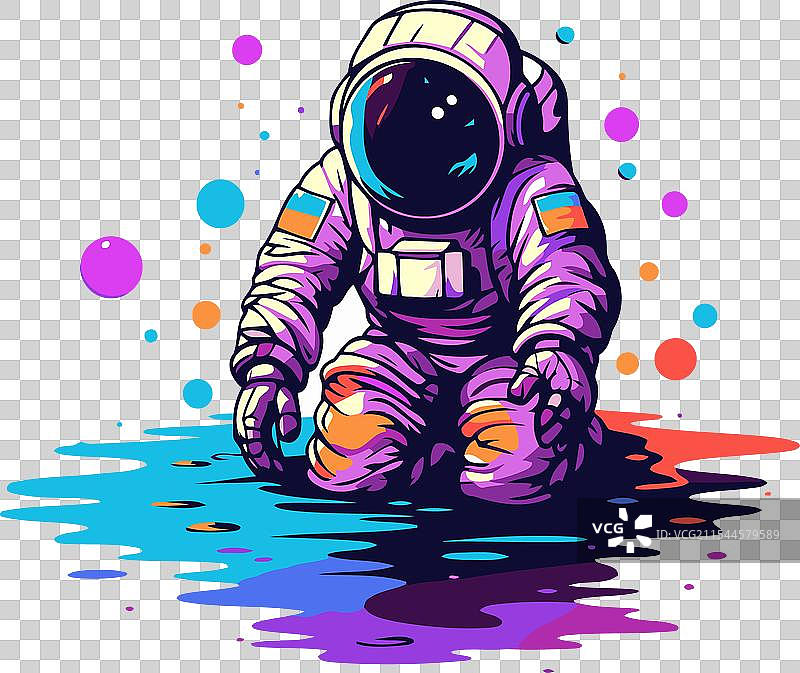 穿着宇航服的宇航员在白色背景上图片素材