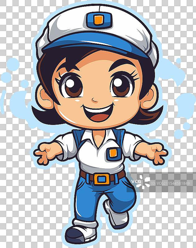 可爱的小女孩穿着水手服的卡通吉祥物图片素材