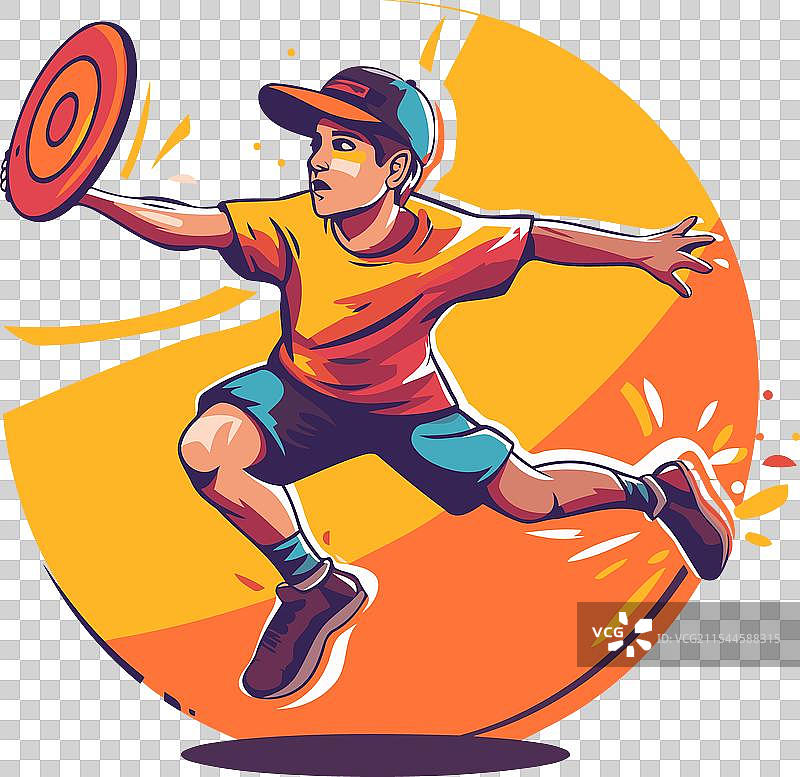 一名男子在投掷铁饼。图片素材